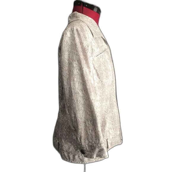 Chico’s Jacket Women Sze 12 Animal Print Cotton 3/4 Sleeves Front Zipper Pockets - Picture 3 of 11